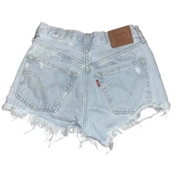 LEVI'S Cut Off 501 Womens Denim Shorts Blue - Picture 2 of 2